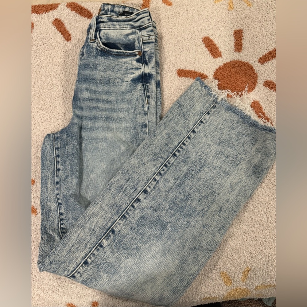 Judy Blue Light Blue Distressed Jeans Wide Leg